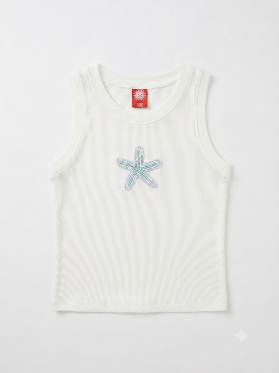 Blue Starfish Beaded Tanktop