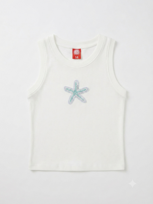 Blue Starfish Beaded Tanktop